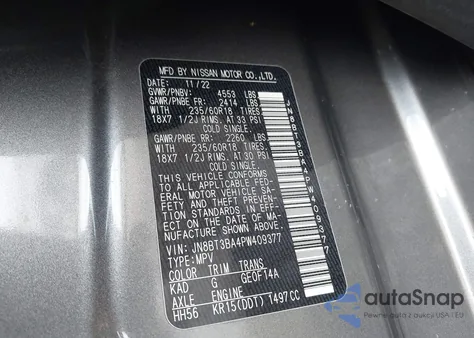 2023 Nissan Rogue Sv Fwd from USA, damaged, VIN JN8BT3BA4PW409377